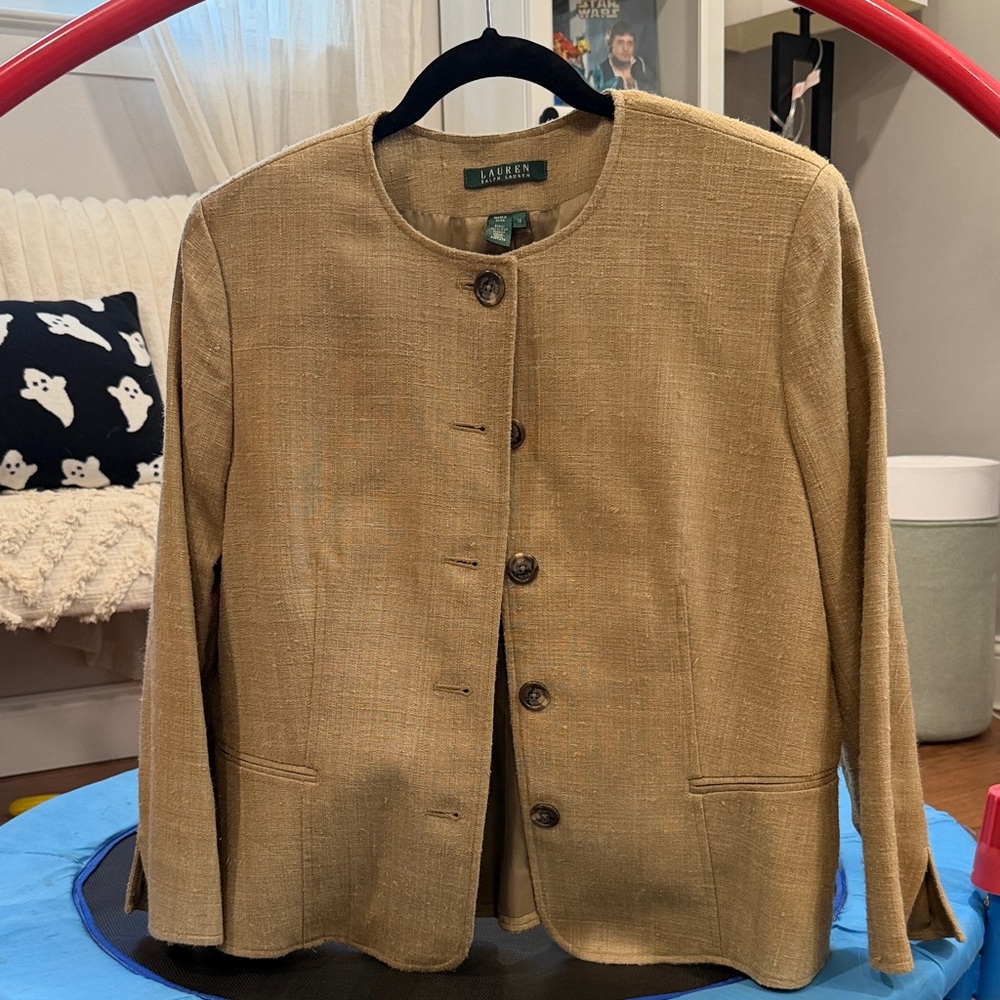 Ralph Lauren Tan Vintage 100% silk Jacket